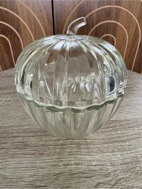 Other - Clear Glass Apple Trinket Box Candy Dish